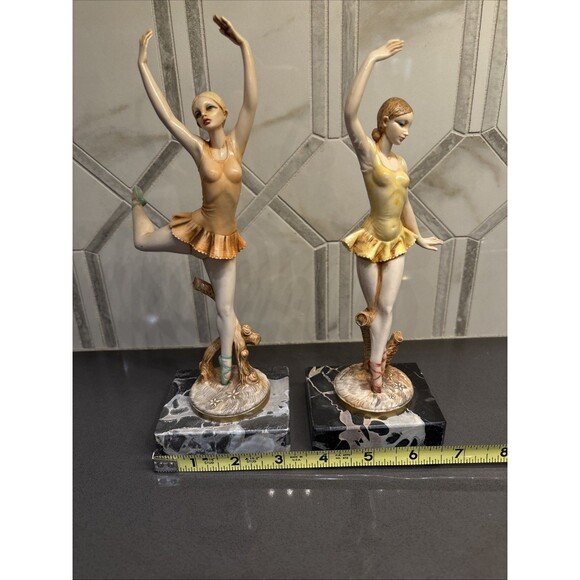 TWO Vintage Simonetti Depose Italy Ballerina Figurines #351 & 352 Carrara Marble - Picture 3 of 15